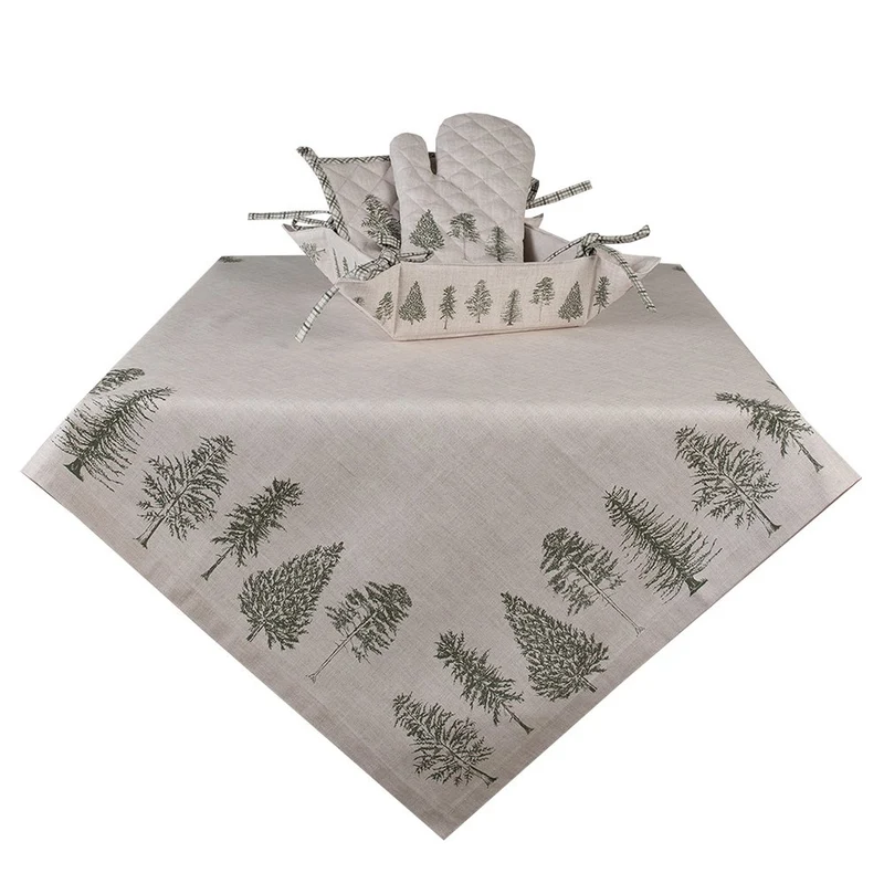 Tischdecke Weihnachten Beige Grün 130x180 cm
