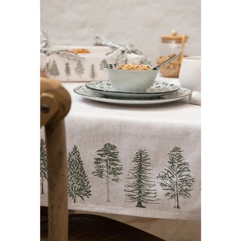 Tischdecke Weihnachten Beige Grün 130x180 cm