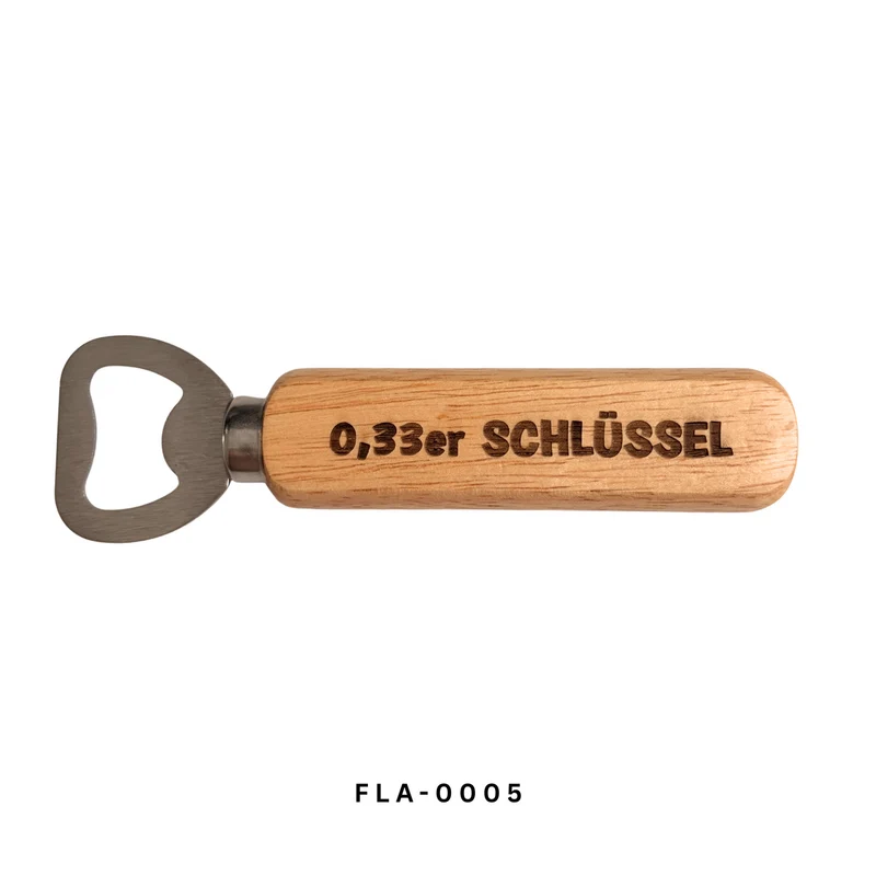 Flaschenöffner "0,33er Schlüssel" aus Holz und Edelstahl