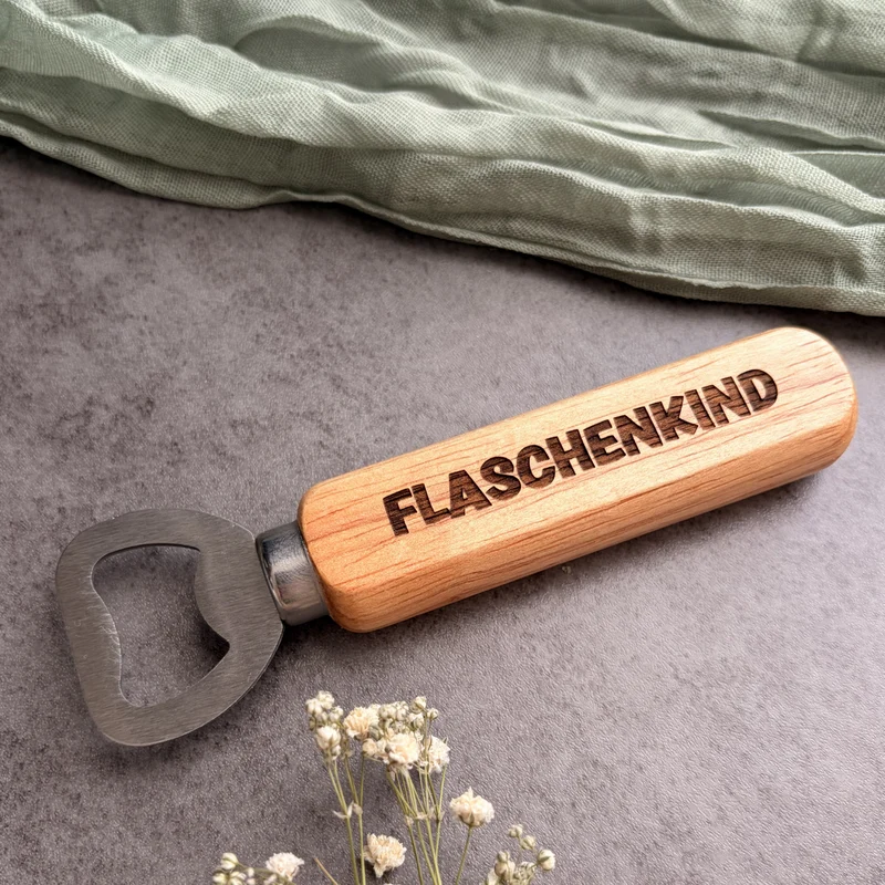 Flaschenöffner "Flaschenkind" aus Holz und Edelstahl