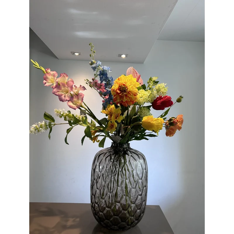 Seidenblumen-Arrangement mit Vase (44 cm)