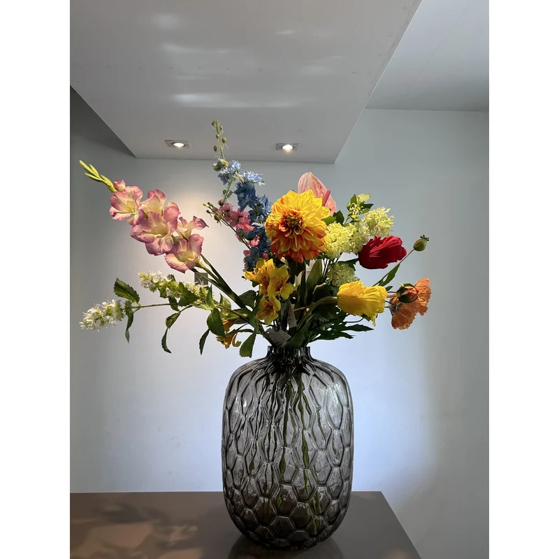 Seidenblumen-Arrangement mit Vase (44 cm)