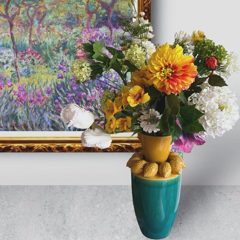 Seidenblumen-Arrangement mit Vase (37 cm)