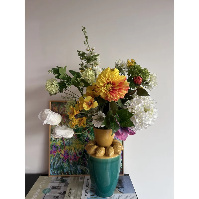 Seidenblumen-Arrangement mit Vase (37 cm)