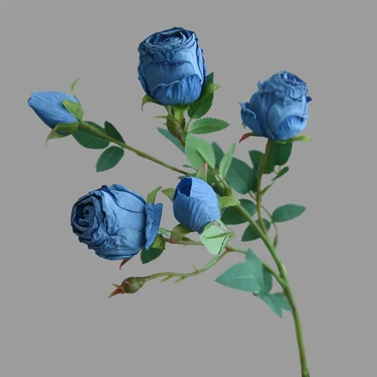 65 cm Künstliche Rosen mit 5 Blütenköpfen – Mit gebrannten Rändern