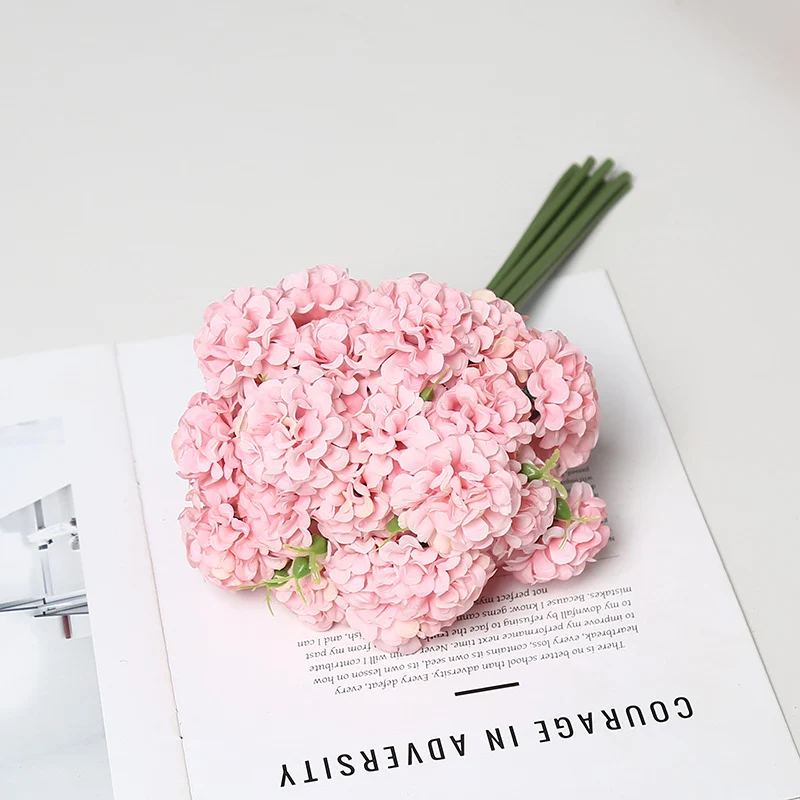 30 cm Künstliche Blüten 27 Blütenköpfe Ölmalerische Hydrangeen-Handstrauße