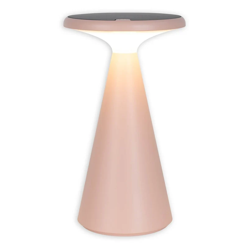Solar-Akku-Tischleuchte "Palu" für Außen und Innen, aus Kunststoff in Rosa , 20 cm hoch