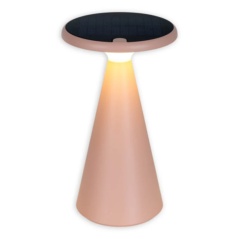 Solar-Akku-Tischleuchte "Palu" für Außen und Innen, aus Kunststoff in Rosa , 20 cm hoch