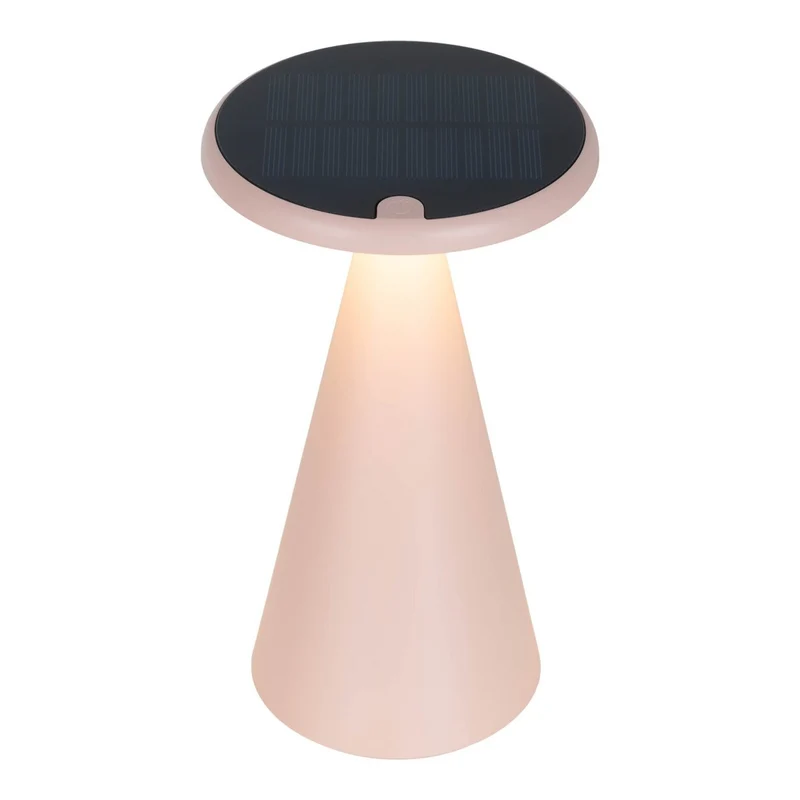 Solar-Akku-Tischleuchte "Palu" für Außen und Innen, aus Kunststoff in Rosa , 20 cm hoch