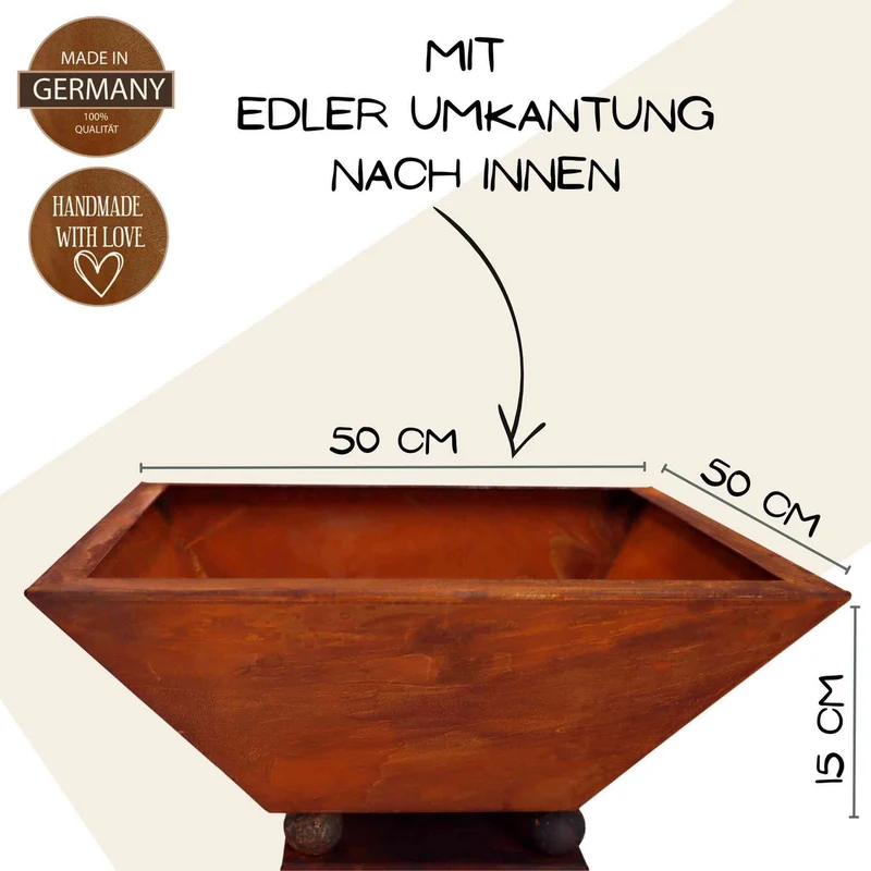 Metall Dekosäule "Herzlich Willkommen" mit verschiedenen Blumenschalen | Wohn- und Gartendeko Vintage