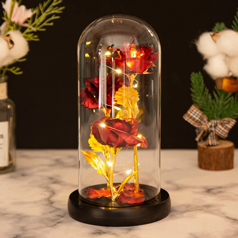 Ewige Rose für Frauen, Ewige Rose im Glas Überraschung für Mama, Die Schöne und das Biest Roses, Hochzeitstag Überraschung für Frauen, Rote Galaxie Rosen für Sie, Freundin