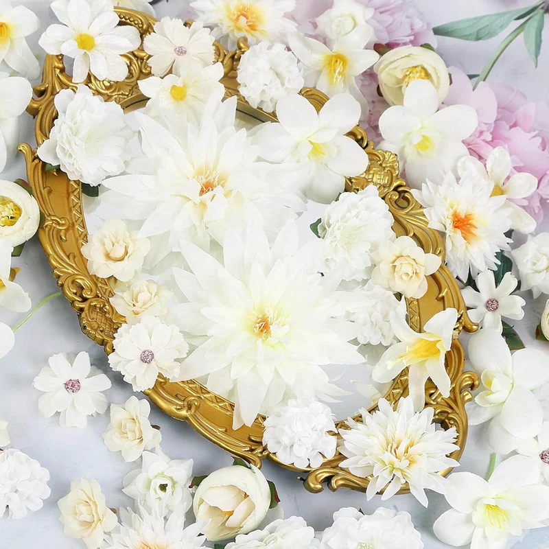 80 Stück Kunstblumen Zum Basteln, 2.5cm~5cm Blumen Deko Kunstblumen Blumenköpfe Können für Haarschmuck, Kleidung