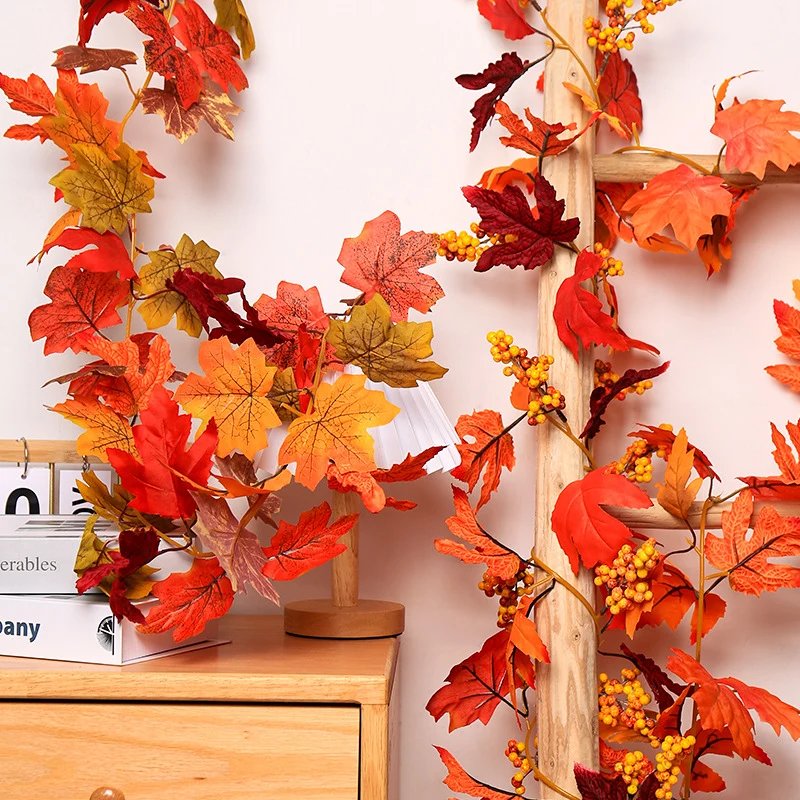 Großhandel Künstliche Ahornblatt-Lianen - Scheinbaumblätter für Schaufensterdekoration, Herbst, Halloween & Freizeitpark-Einrichtung - Nachgebildete Lianen