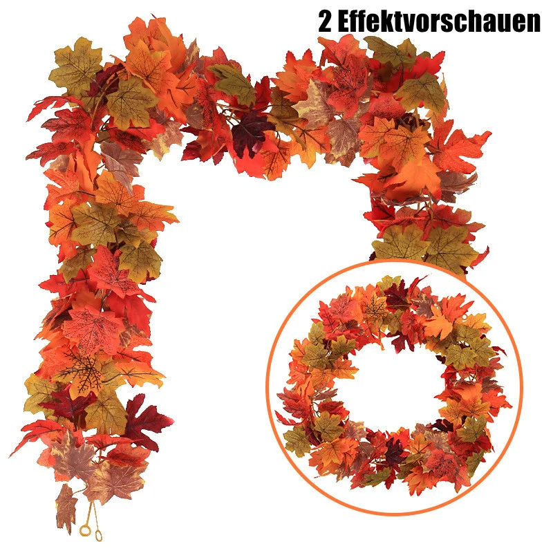 Großhandel Künstliche Ahornblatt-Lianen - Scheinbaumblätter für Schaufensterdekoration, Herbst, Halloween & Freizeitpark-Einrichtung - Nachgebildete Lianen