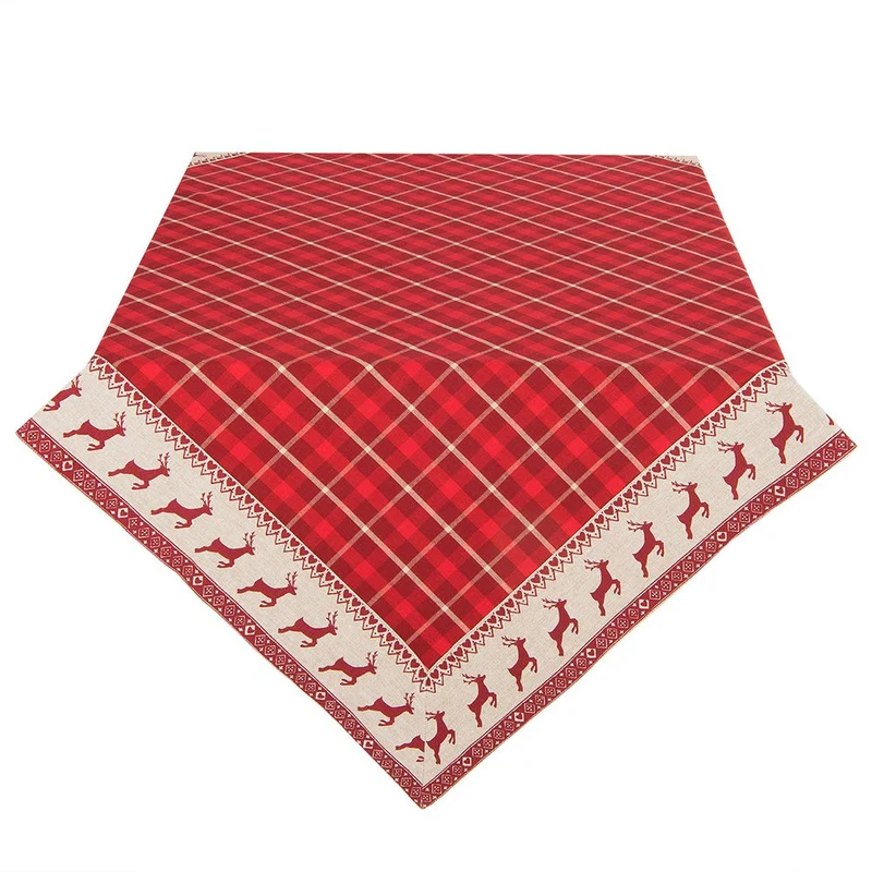 Quadratische Tischdecke Weihnachten Rot, Beige 100x100 cm