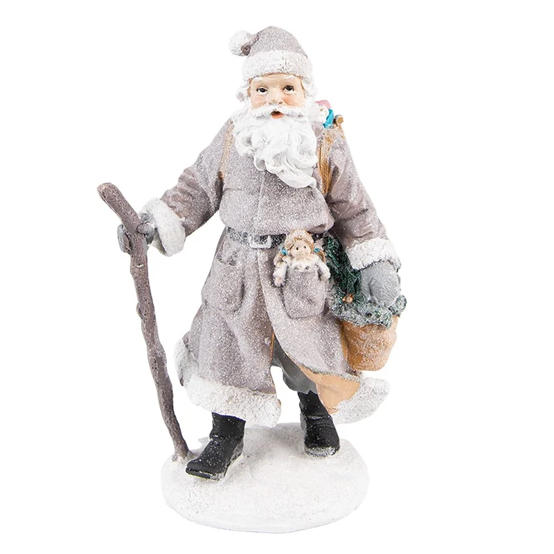 Weihnachtsdekoration Figur Weihnachtsmann Grau Braun 12x9x21 cm