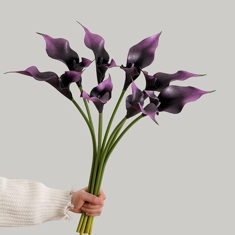 10 Stück 60 cm Künstliche EVA-Doppeltgelappte Calla mit natürlichem Handgefühl