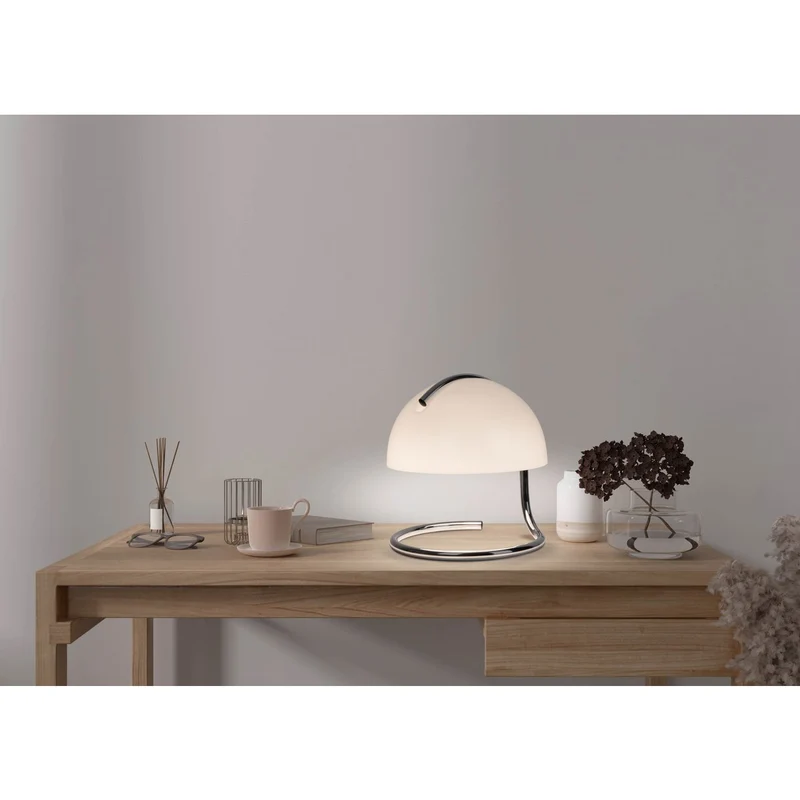 Tischleuchte BURANO – Retro-Eleganz aus Chrom und Glas
