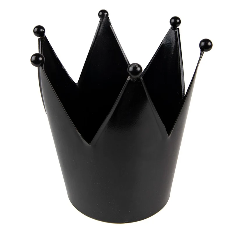 Teelichthalter Crown in Schwarz