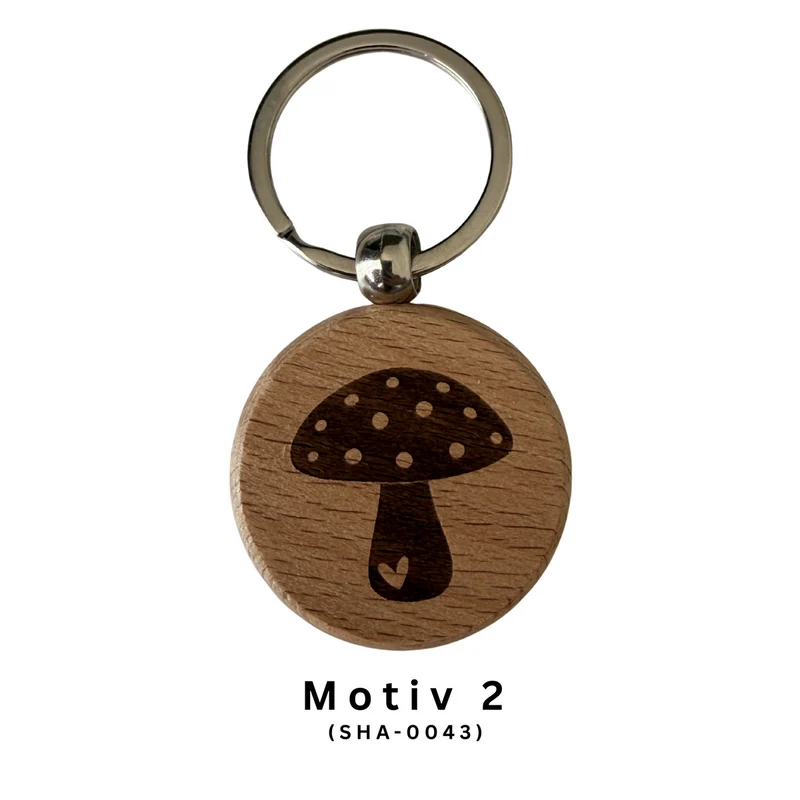 Schlüsselanhänger aus Holz mit Glückssymbol