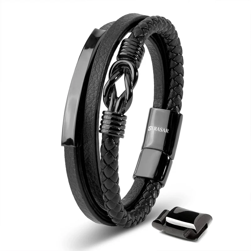 Lederarmband mit Magnetverschluss aus Edelstahl