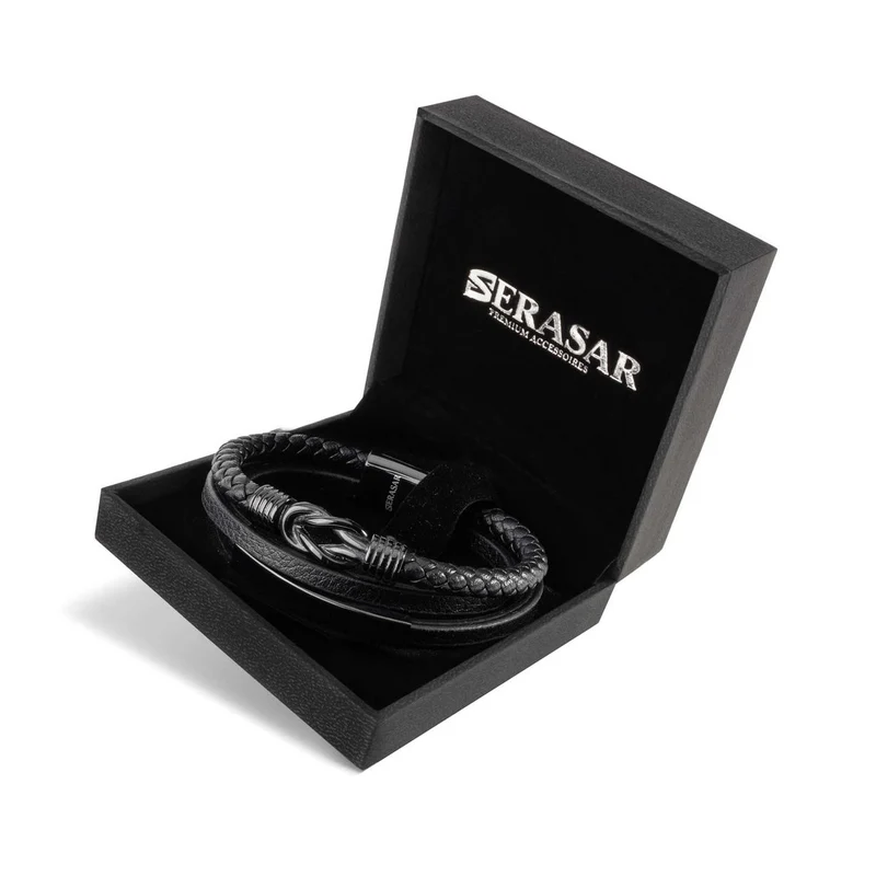 Lederarmband mit Magnetverschluss aus Edelstahl