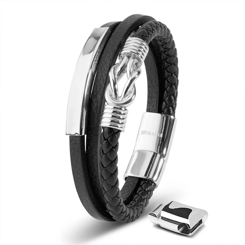 Lederarmband mit Magnetverschluss aus Edelstahl