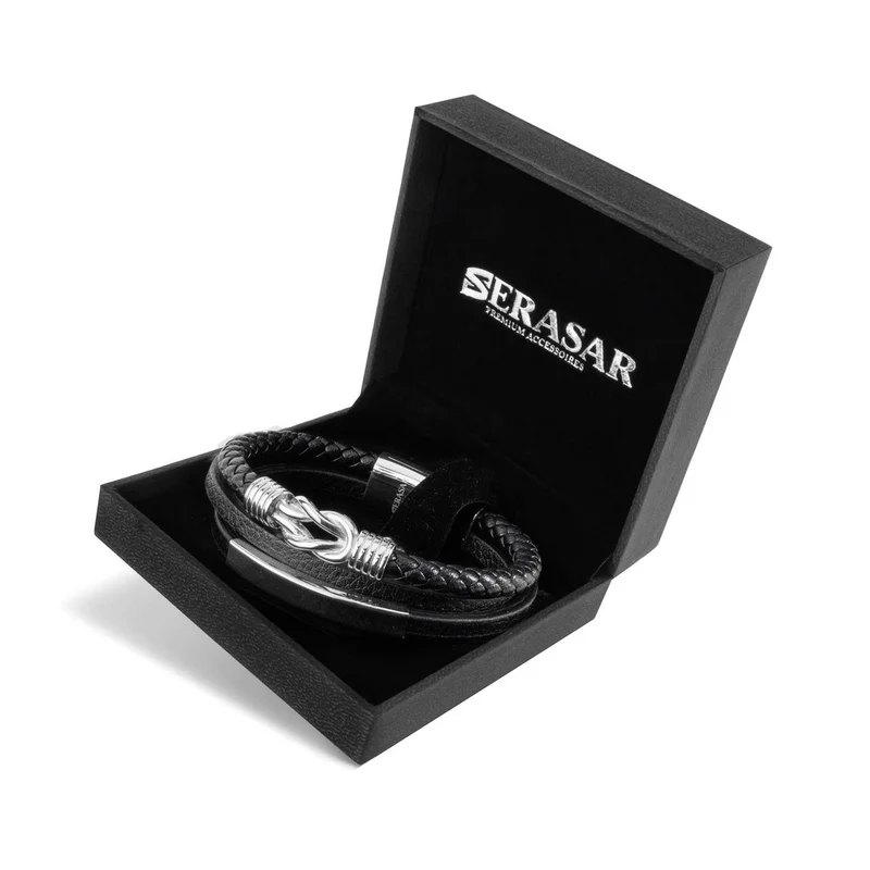 Lederarmband mit Magnetverschluss aus Edelstahl