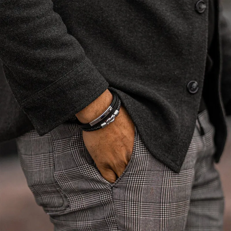 Lederarmband mit Magnetverschluss aus Edelstahl