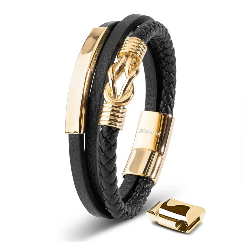 Lederarmband mit Magnetverschluss aus Edelstahl