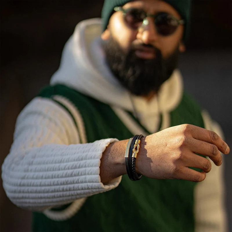 Lederarmband mit Magnetverschluss aus Edelstahl