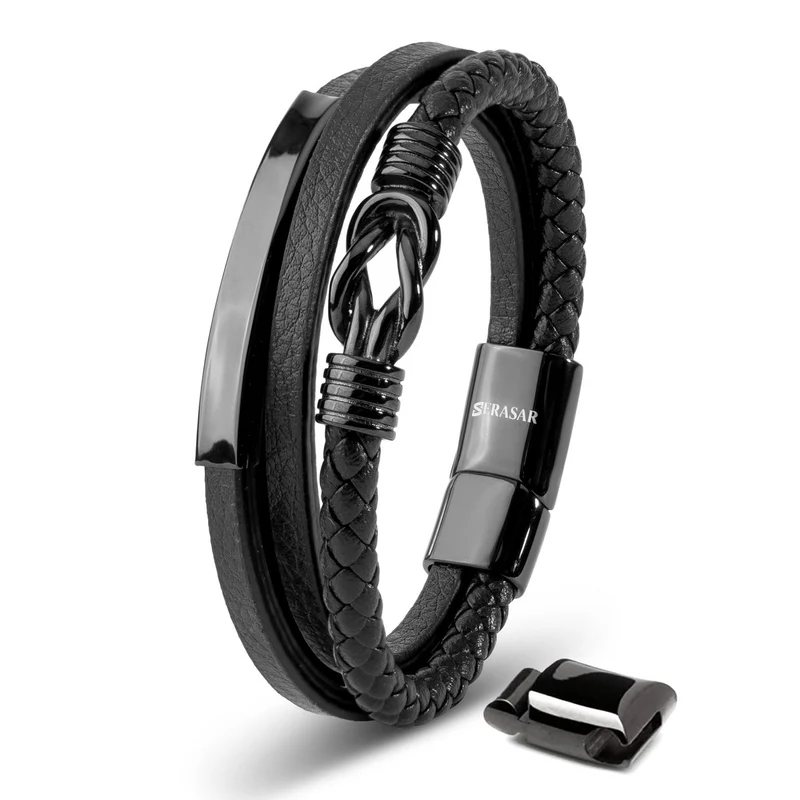 Lederarmband mit Magnetverschluss aus Edelstahl