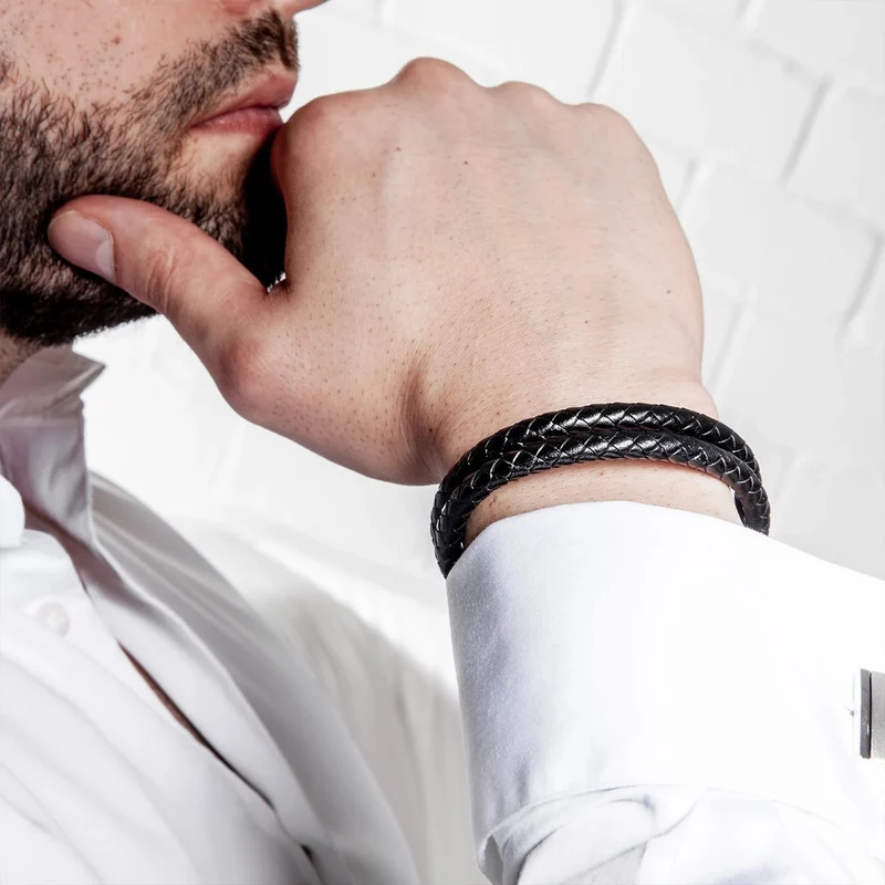 Lederarmband mit Magnetverschluss "Double"