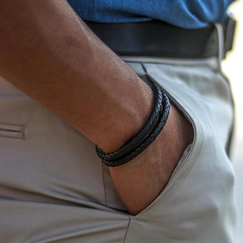 Lederarmband mit Magnetverschluss "Double"