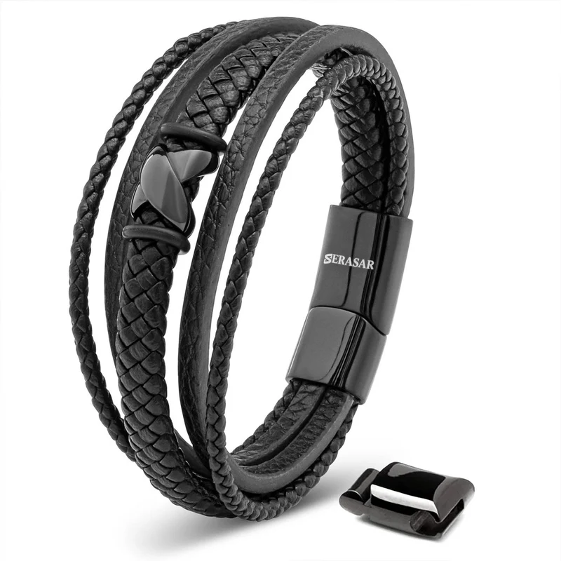 Lederarmband mit Magnetverschluss "Flake"