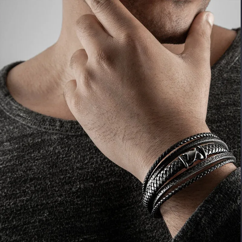 Lederarmband mit Magnetverschluss "Flake"