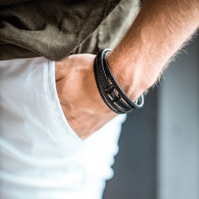 Lederarmband mit Magnetverschluss "Flake"