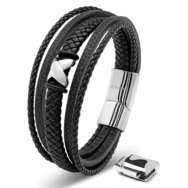 Lederarmband mit Magnetverschluss "Flake"