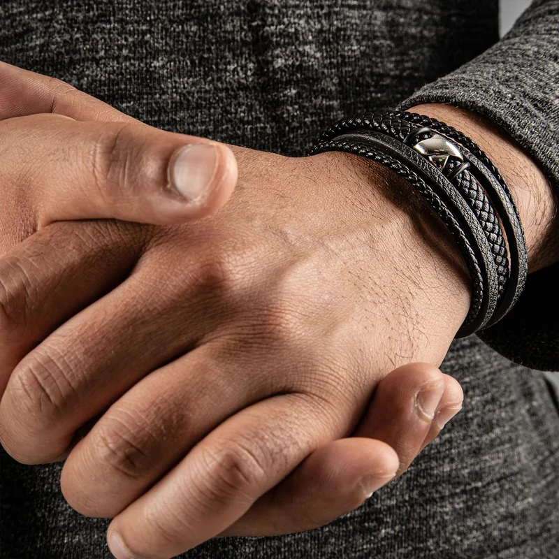 Lederarmband mit Magnetverschluss "Flake"