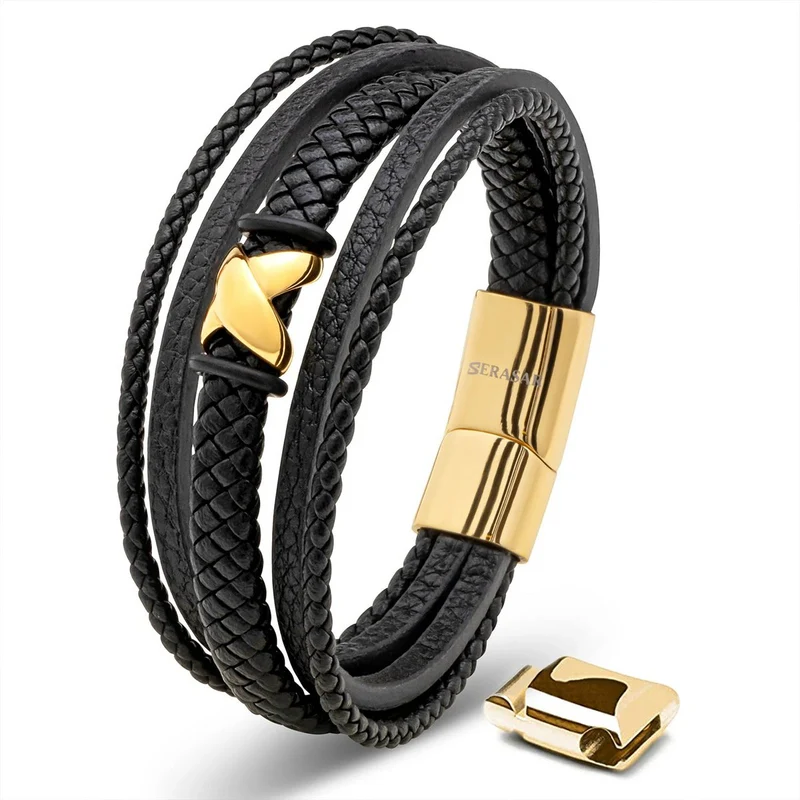 Lederarmband mit Magnetverschluss "Flake"