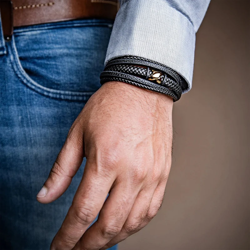 Lederarmband mit Magnetverschluss "Flake"