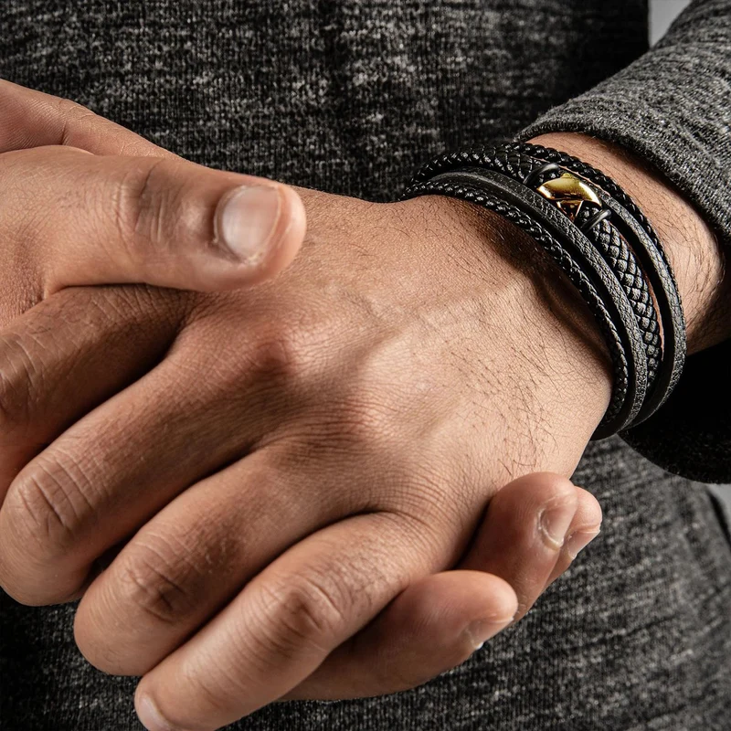 Lederarmband mit Magnetverschluss "Flake"