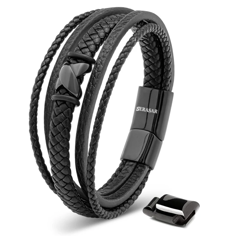 Lederarmband mit Magnetverschluss "Flake"