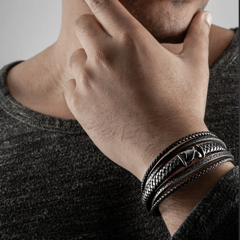 Lederarmband mit Magnetverschluss "Flake"