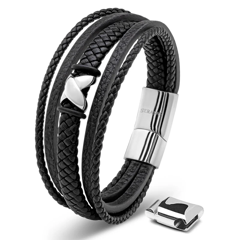 Lederarmband mit Magnetverschluss "Flake"
