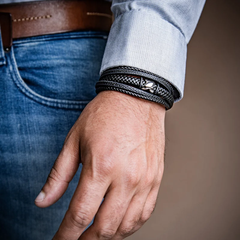 Lederarmband mit Magnetverschluss "Flake"