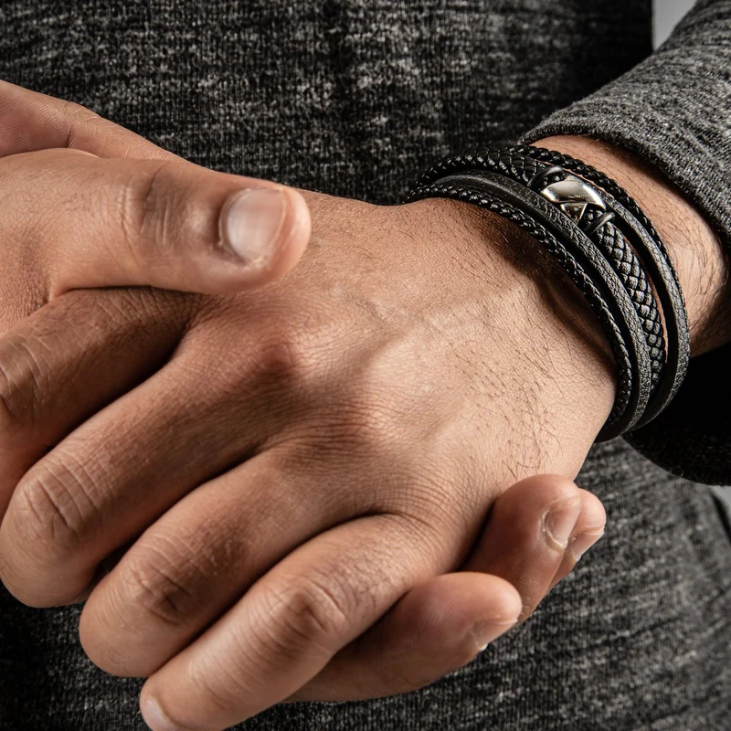 Lederarmband mit Magnetverschluss "Flake"