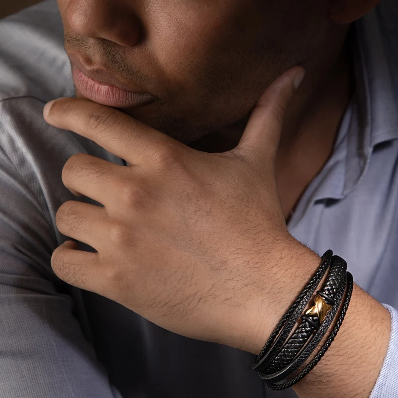 Lederarmband mit Magnetverschluss "Flake"