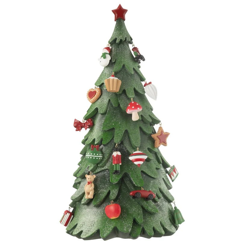 Deko-Weihnachtsbaum-Figur mit Mini-Ornamenten, Kunstharz, groß