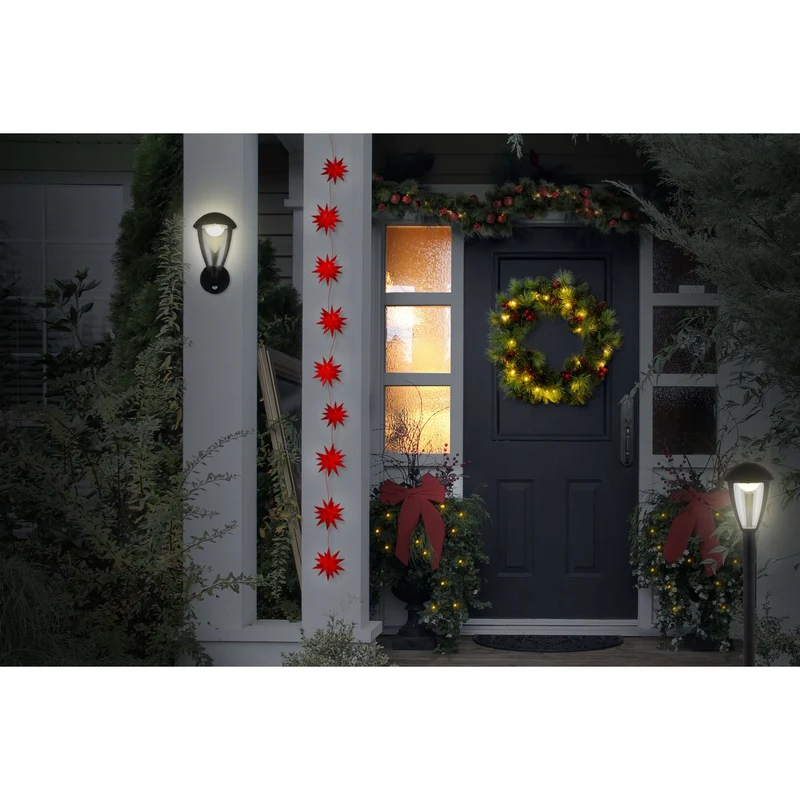 9er-Outdoor-LED-Weihnachtslichterkette 3D-Sterne / XMAS Lights - rot